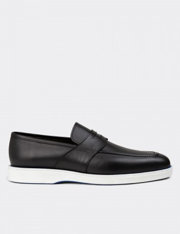 Men's Black Leather Loafers