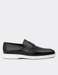Men's Black Leather Loafers