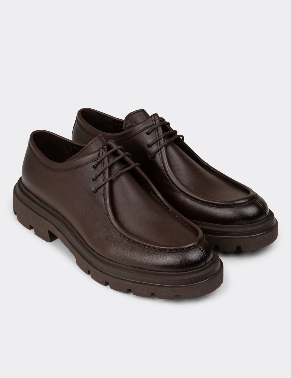 Men's Brown Leather Lace-up Footwear - 01851MKHVE01
