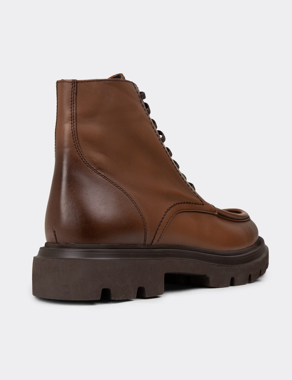 Men's Tan Leather Boots - 01979MTBAE03