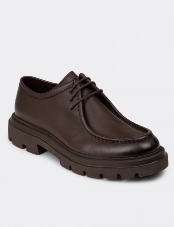 Men's Brown Leather Lace-up Footwear