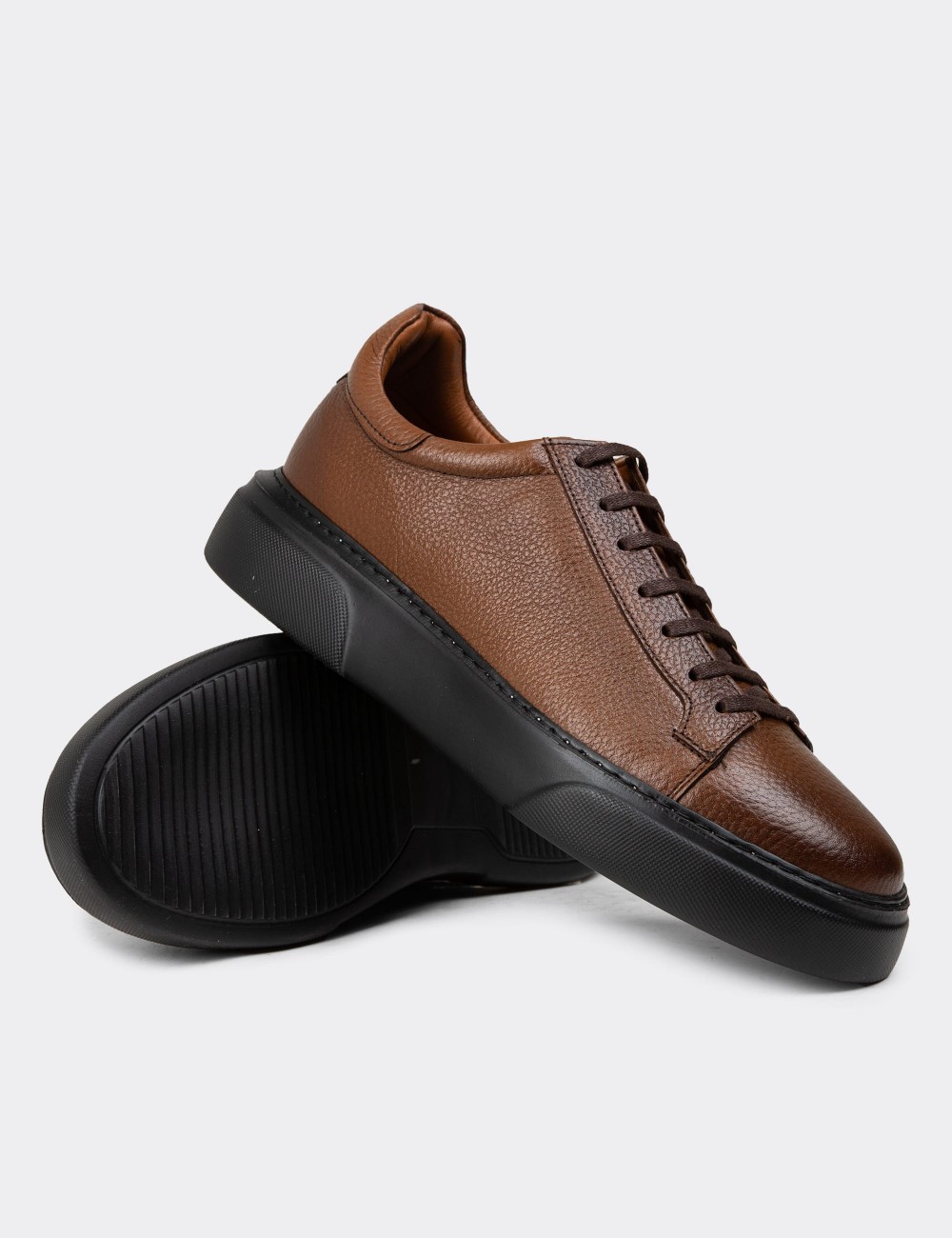 Men's Tan Leather Sneakers - M2501MTBAP04