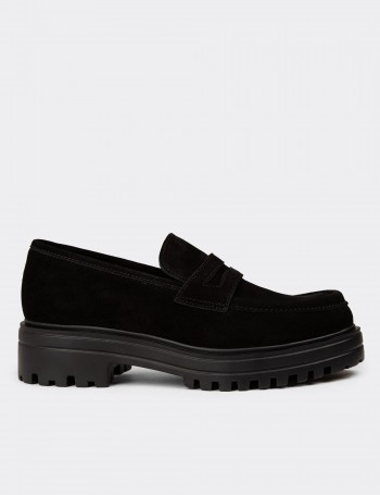 Women's Black Suede Slip-On Shoes
