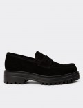 Women's Black Suede Slip-On Shoes