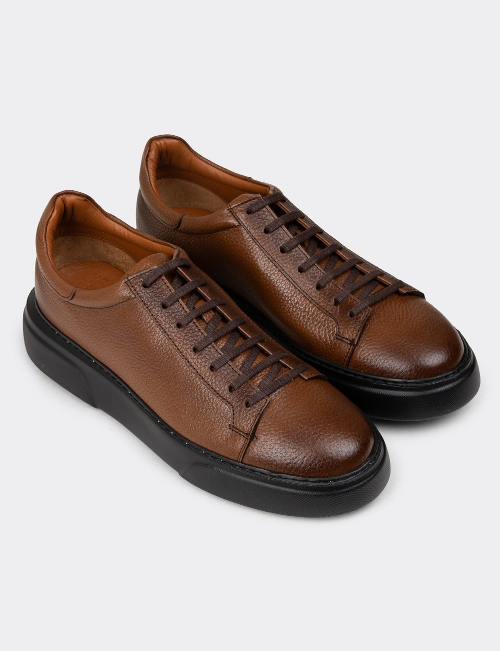 Men's Tan Leather Sneakers - M2501MTBAP04