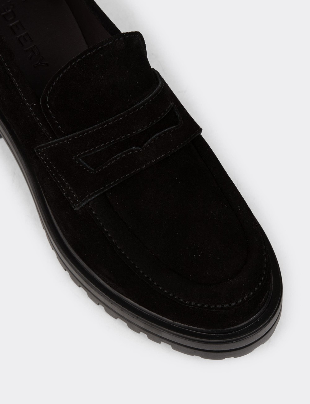 Women's Black Suede Slip-On Shoes - 01903ZSYHE03