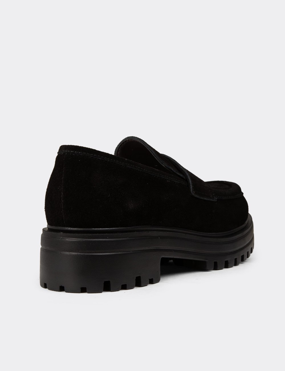 Women's Black Suede Slip-On Shoes - 01903ZSYHE03
