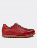 Men's Red Leather Lace-up Shoes