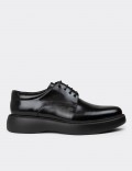 Men's Black Leather Lace-Up Shoes