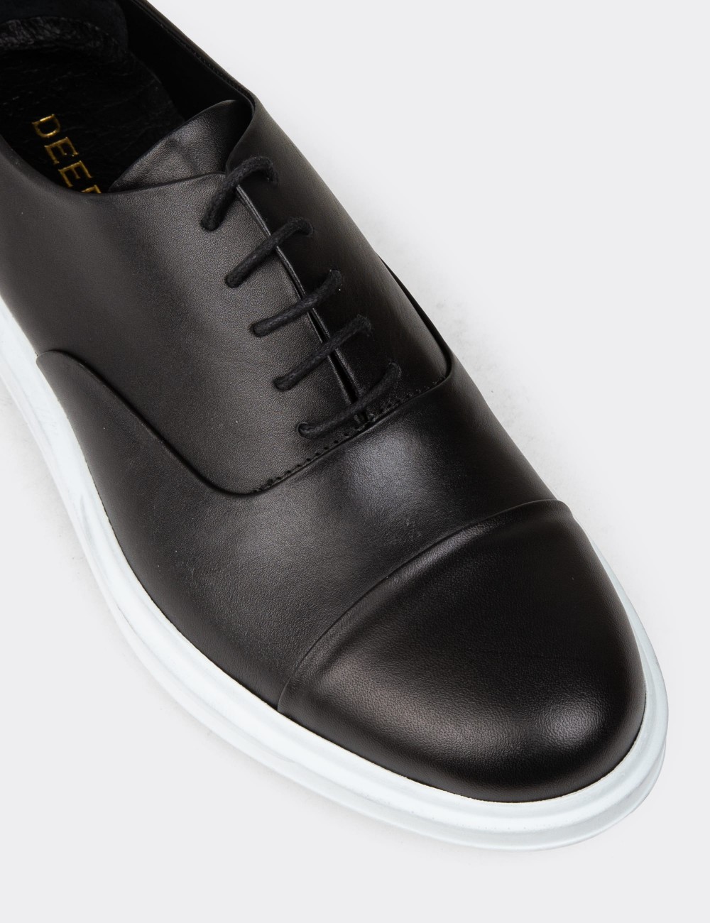 Men's Black Leather Lace-up Shoes - 01832MSYHP09