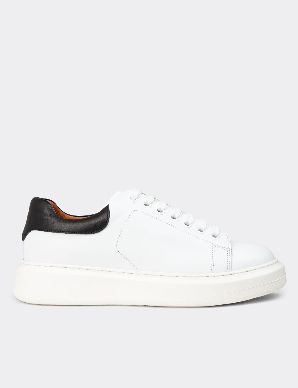 Men's White Leather Sneakers - 01990MBYZP01