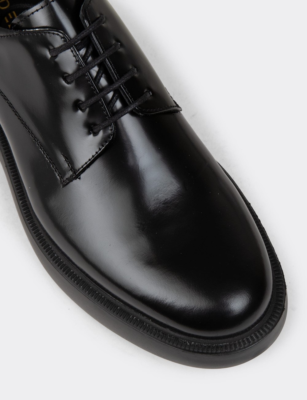 Men's Black Leather Lace-Up Shoes - 01934MSYHE09