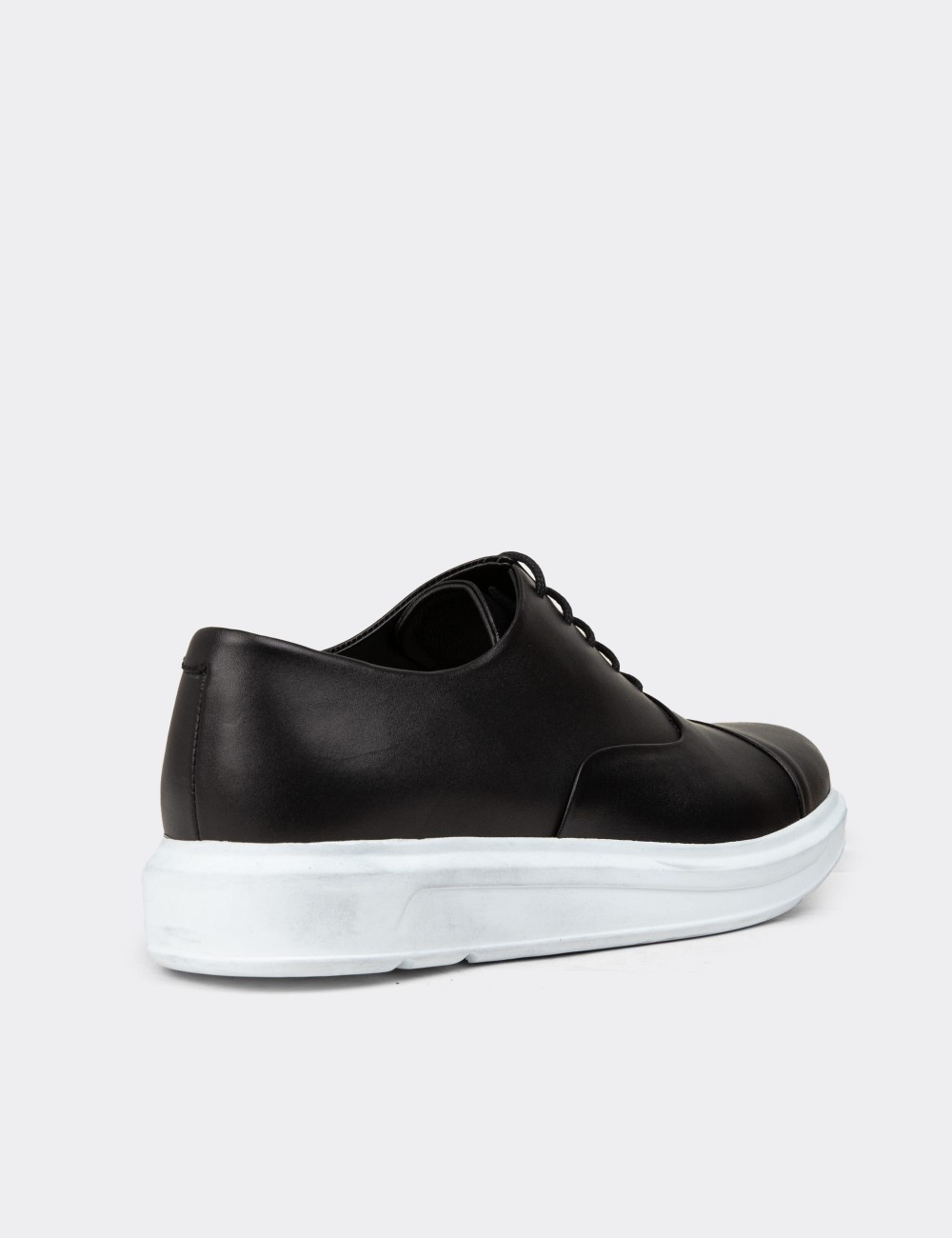 Men's Black Leather Lace-up Shoes - 01832MSYHP09