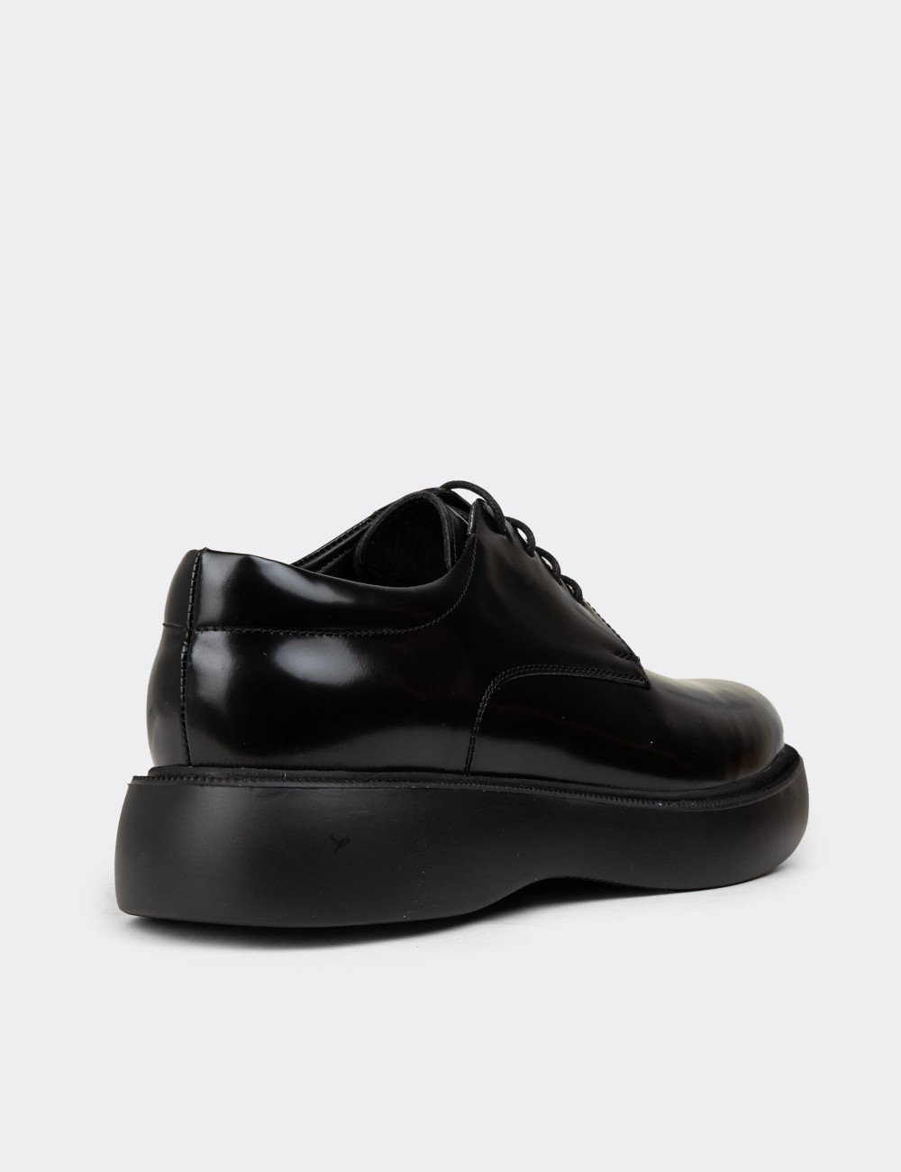 Men's Black Leather Lace-Up Shoes - 01934MSYHE09