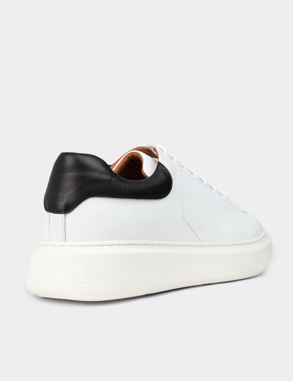 Men's White Leather Sneakers - 01990MBYZP01