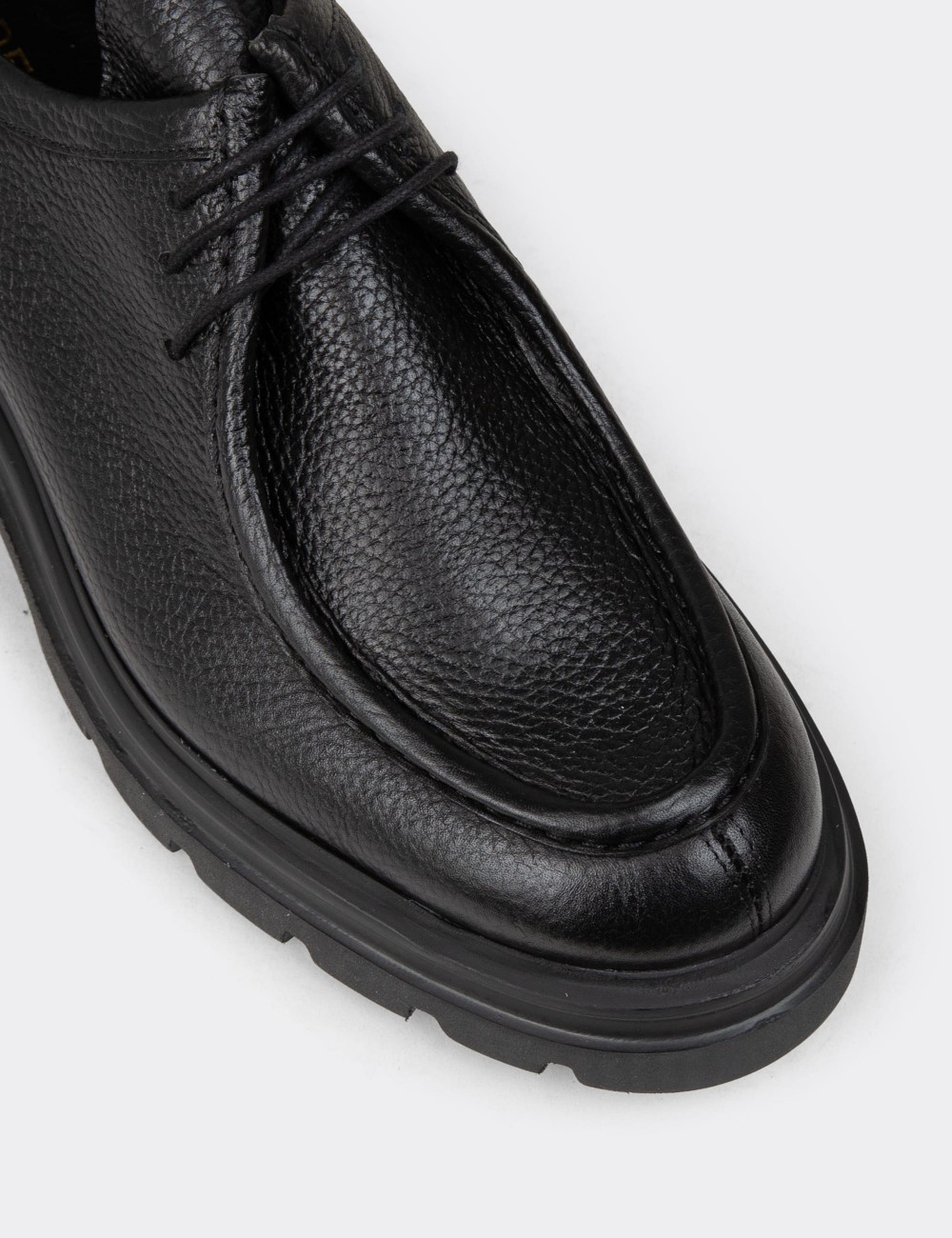 Men's Black Leather Lace-Up Shoes - 01851MSYHE03