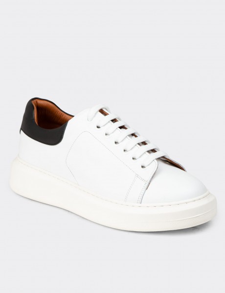 Men's White Leather Sneakers