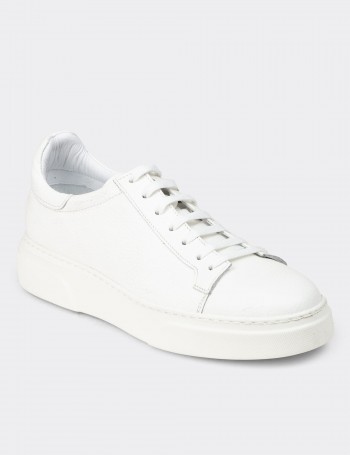 Women's White Leather Sneakers