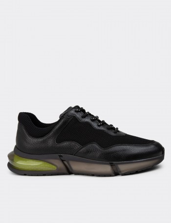 Men's Black Leather Sneakers