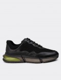 Men's Black Leather Sneakers