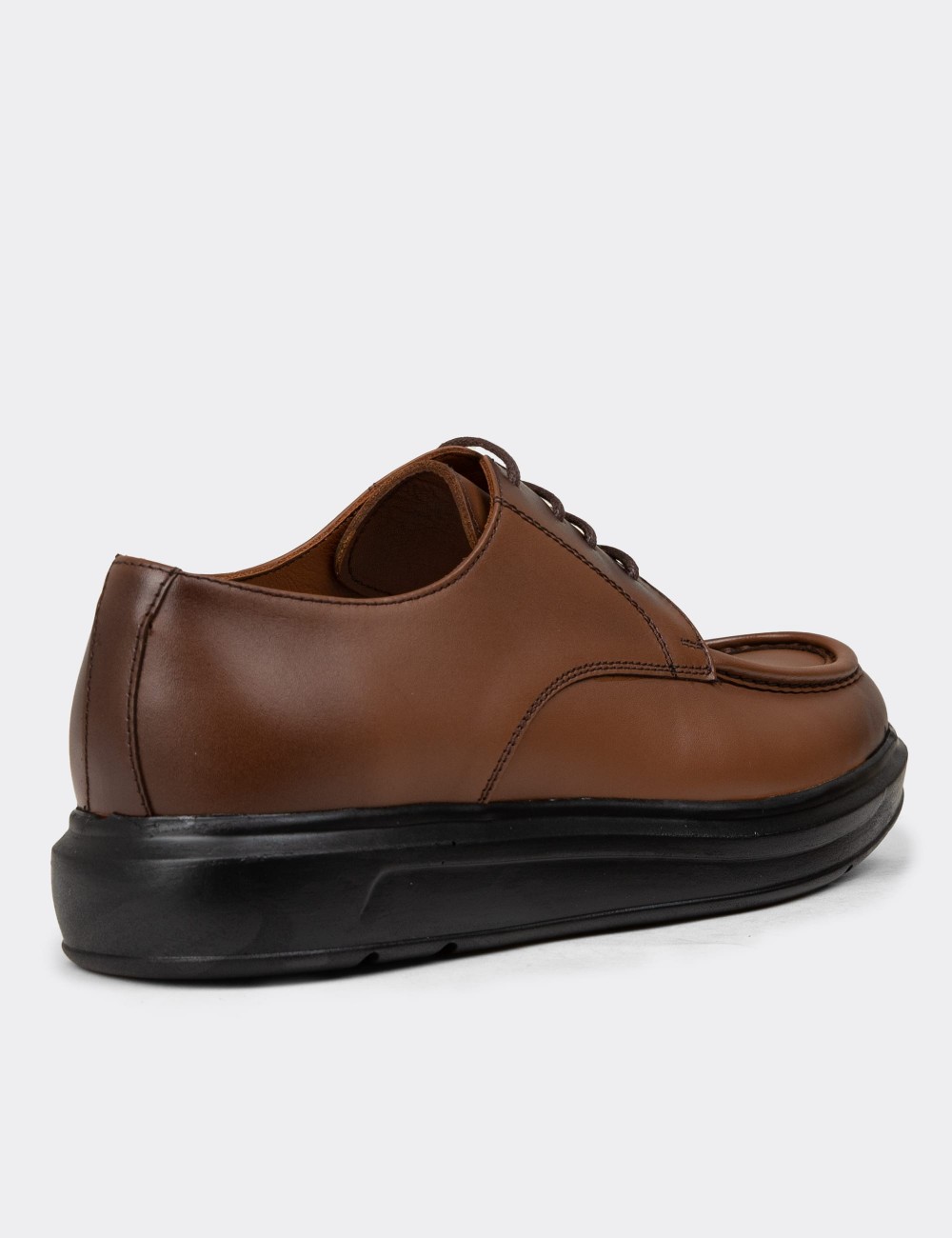 Men's Brown Leather Lace-up Shoes - 01981MTBAP01