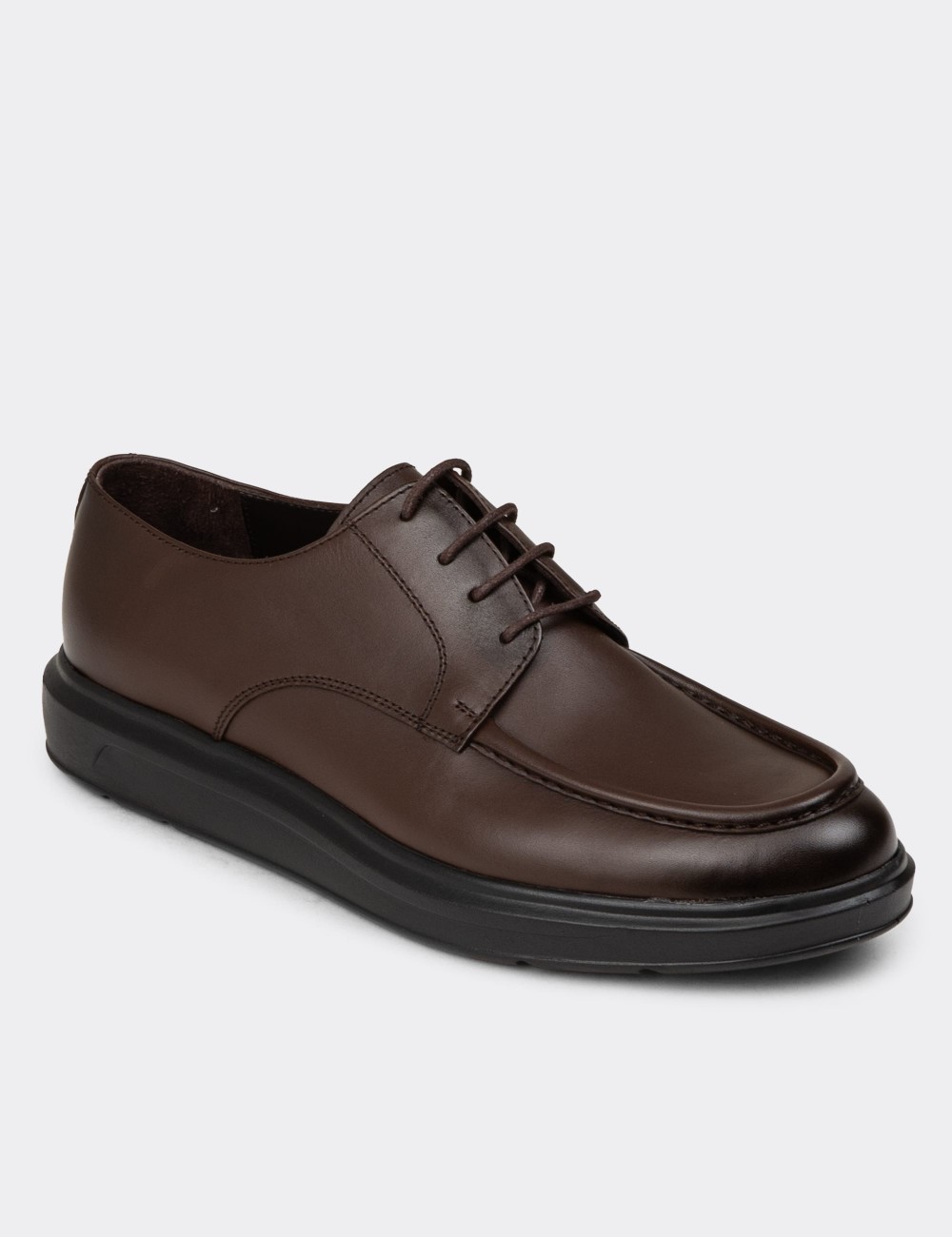 Men's Brown Leather Lace-up Shoes - 01981MKHVP01