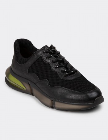 Men's Black Leather Sneakers