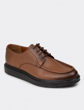 Men's Brown Leather Lace-up Shoes