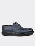 Men's Navy Leather Lace-Up Shoes