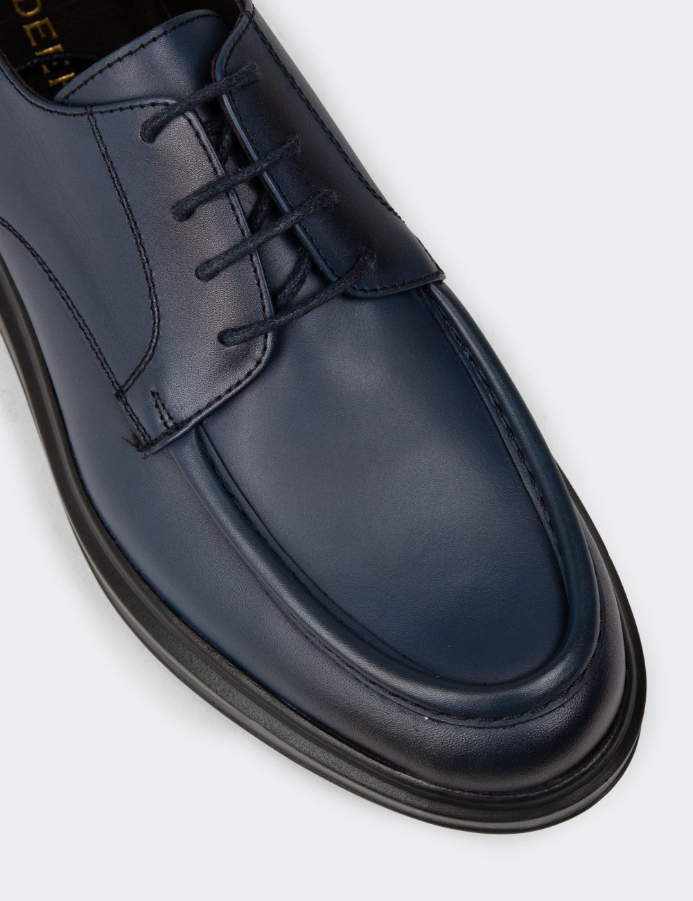 Men's Navy Leather Lace-Up Shoes - 01981MLCVP01