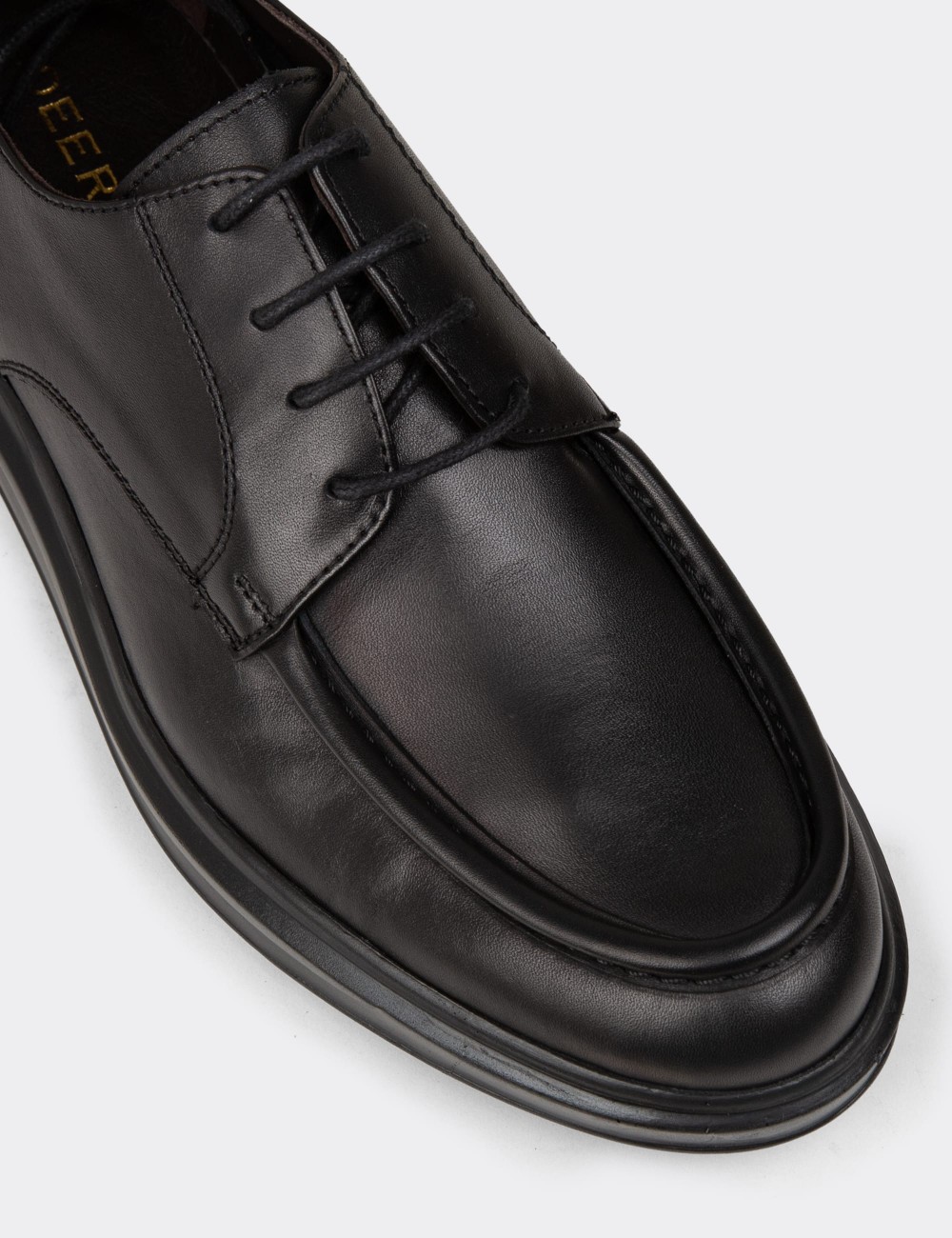 Men's Black Leather Lace-up Shoes - 01981MSYHP01