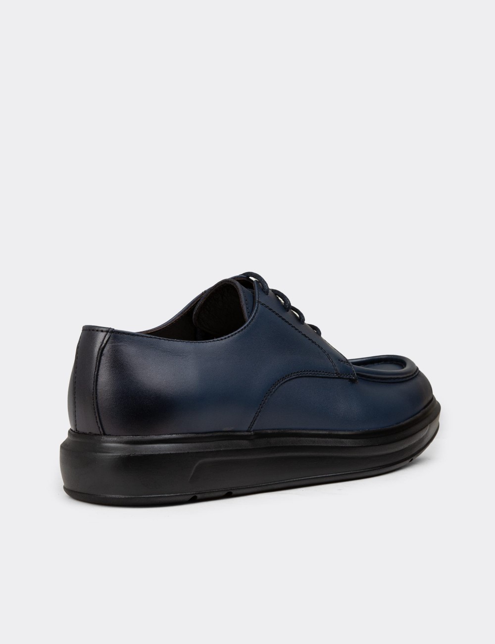 Men's Navy Leather Lace-Up Shoes - 01981MLCVP01