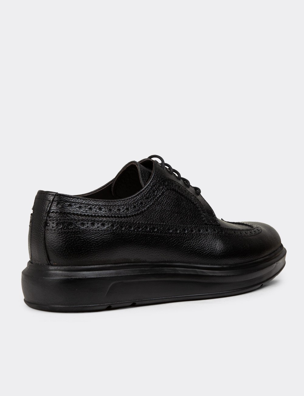 Men's Black Leather Lace-Up Footwear - 01293MSYHP13