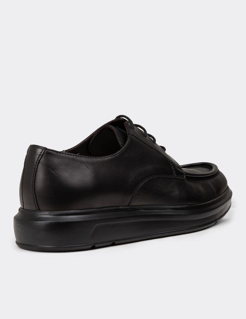 Men's Black Leather Lace-up Shoes - 01981MSYHP01