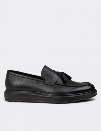 Men's Black Leather Loafers
