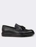 Men's Black Leather Loafers