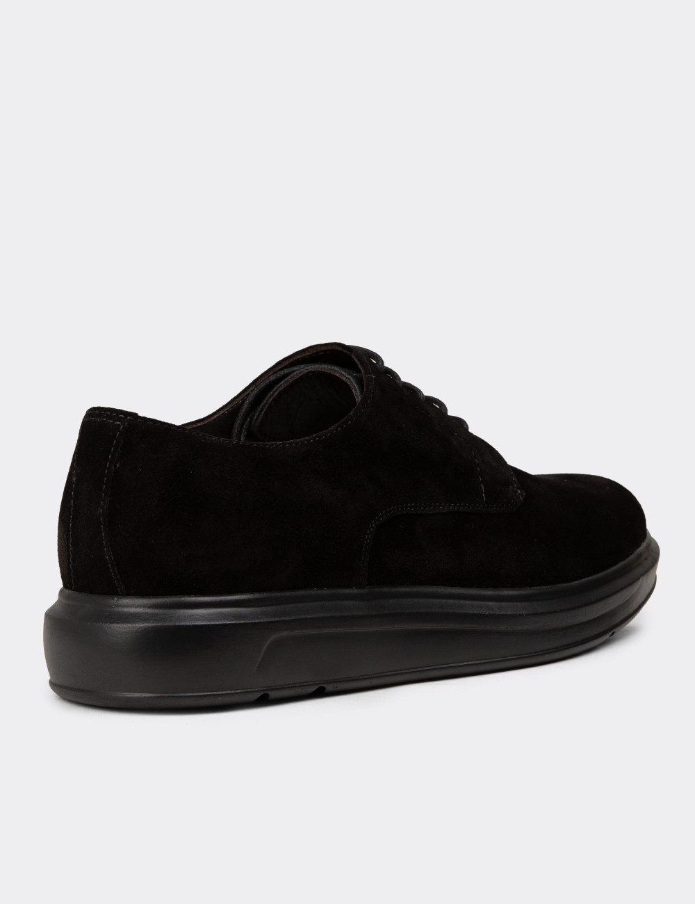 Men's Black Suede Leather Lace-up Footwear - 01932MSYHP03