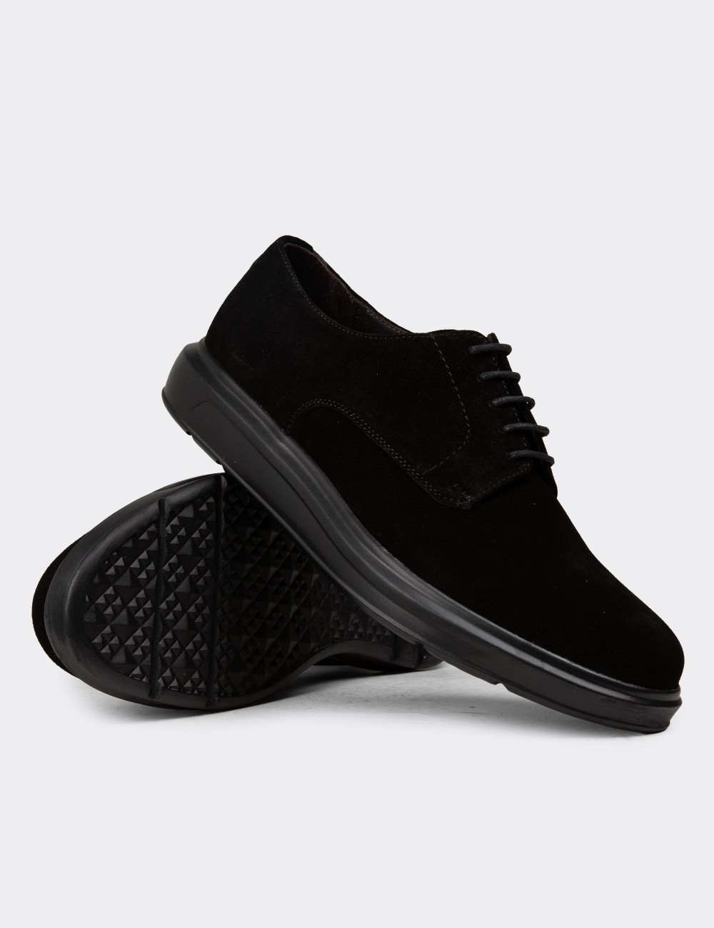 Men's Black Suede Leather Lace-up Footwear - 01932MSYHP03