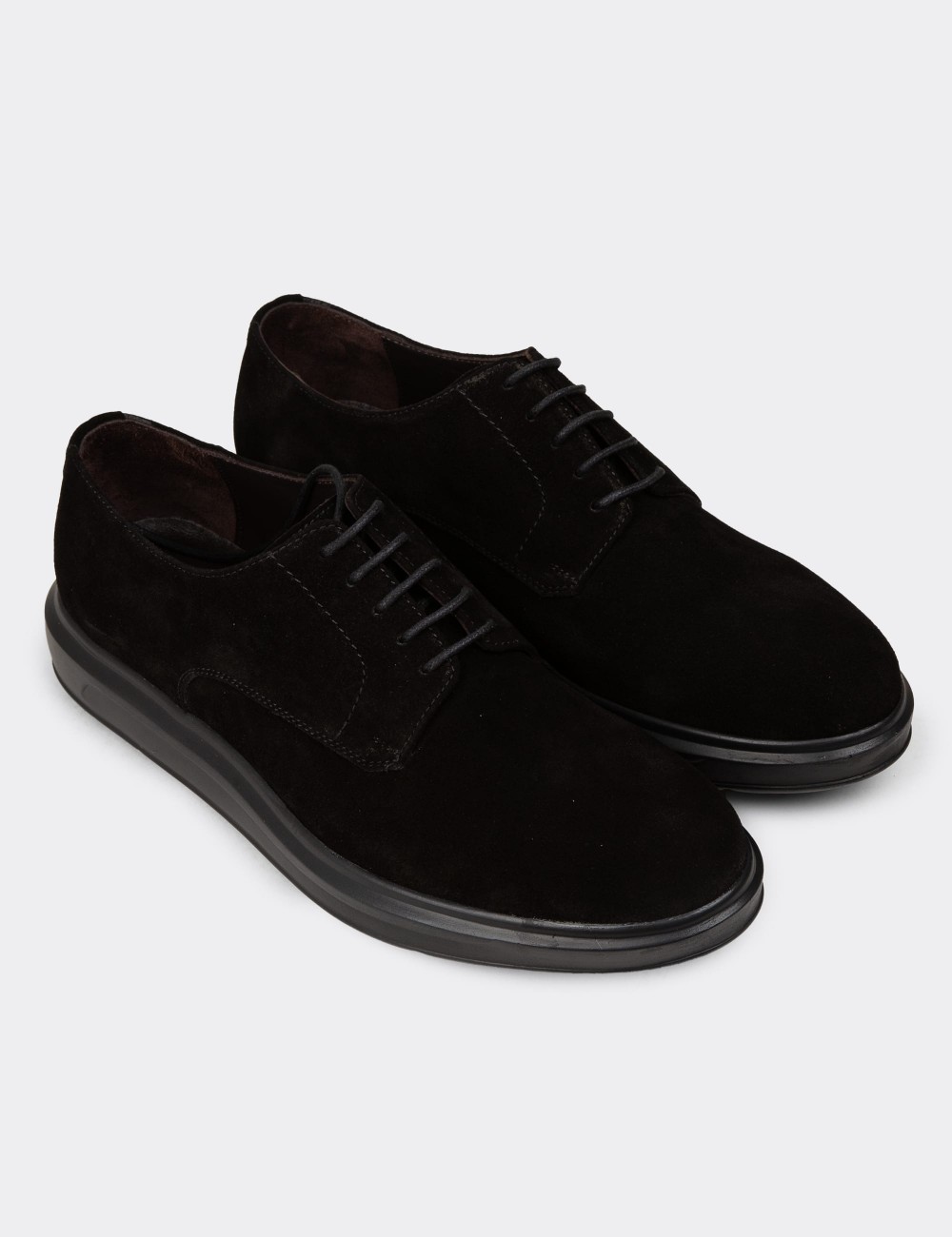 Men's Black Suede Leather Lace-up Footwear - 01932MSYHP03