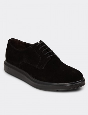 Men's Black Suede Leather Lace-up Footwear