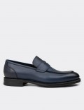 Men's Navy Leather Loafers