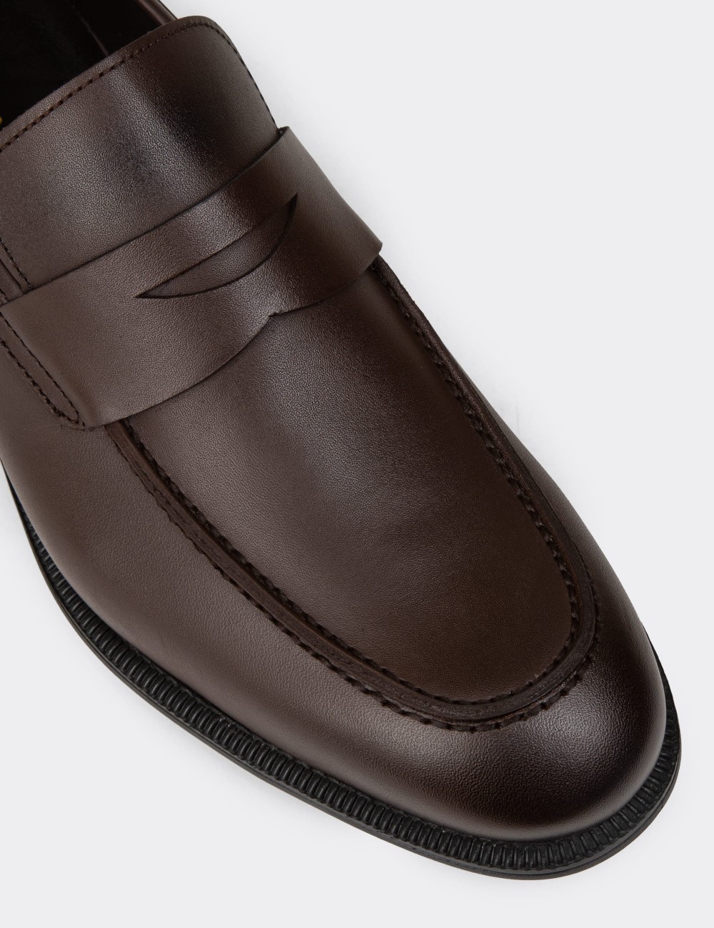 Men's Brown Leather Loafers - 01995MKHVC01