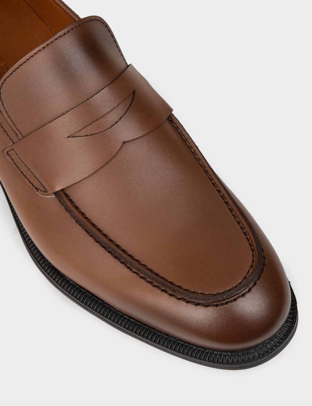 Men's Tan Leather Loafers - 01995MTBAC01
