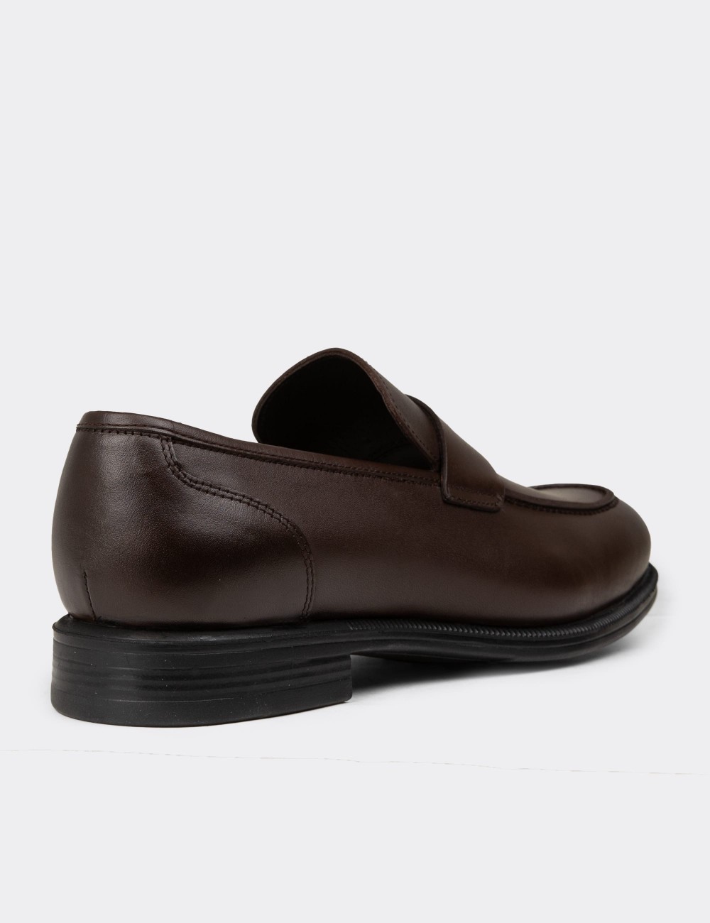 Men's Brown Leather Loafers - 01995MKHVC01