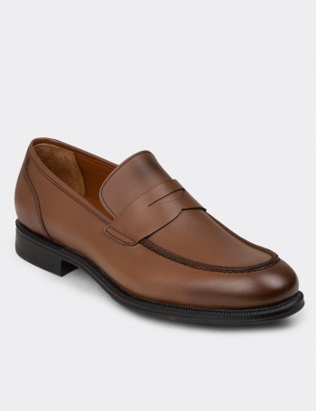 Men's Tan Leather Loafers