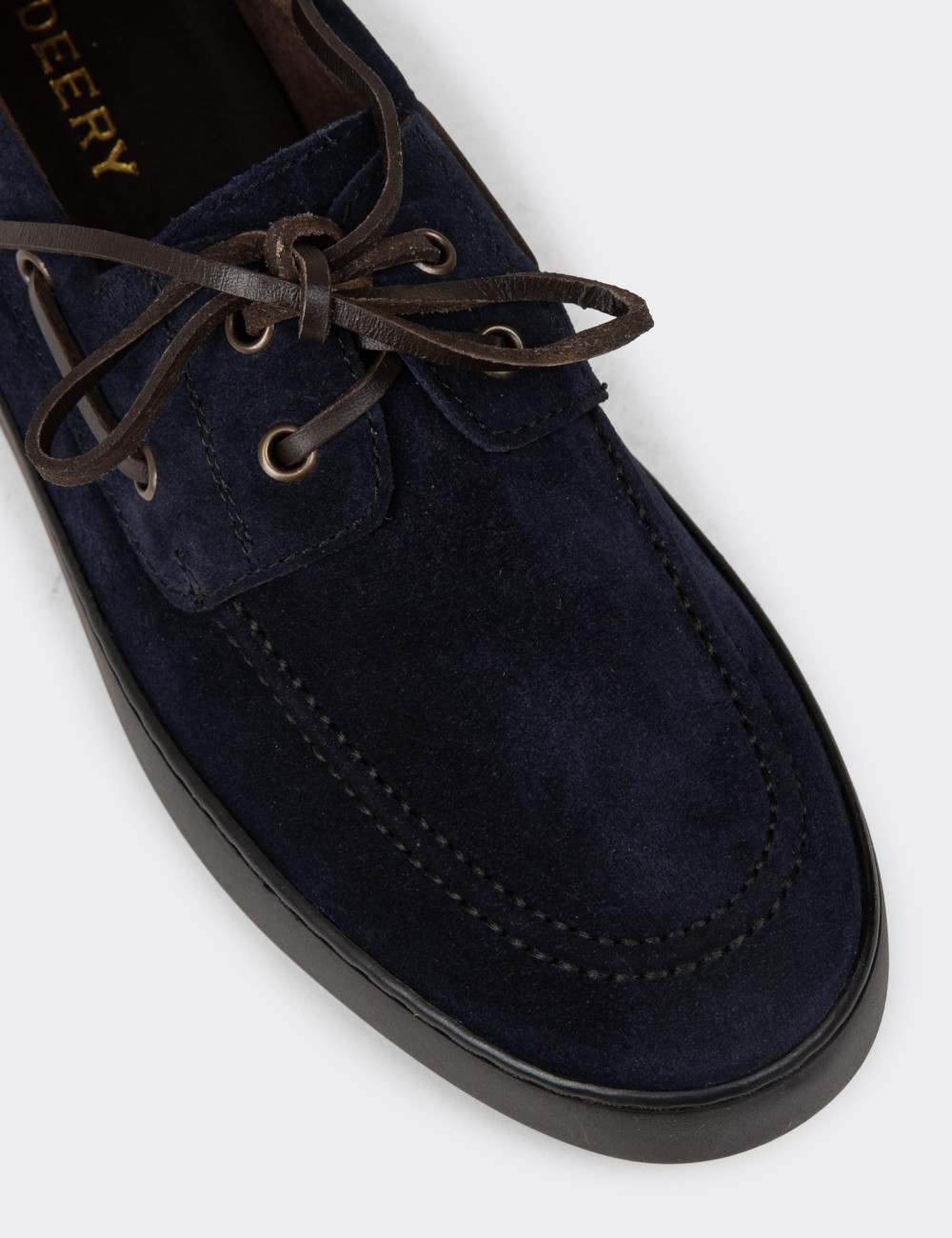 Men's Navy Suede Leather Dress Shoes - 01952MLCVC04