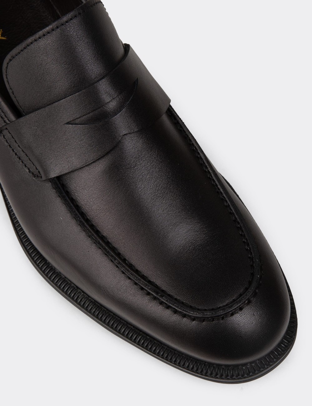 Men's Black Leather Loafers - 01995MSYHC01
