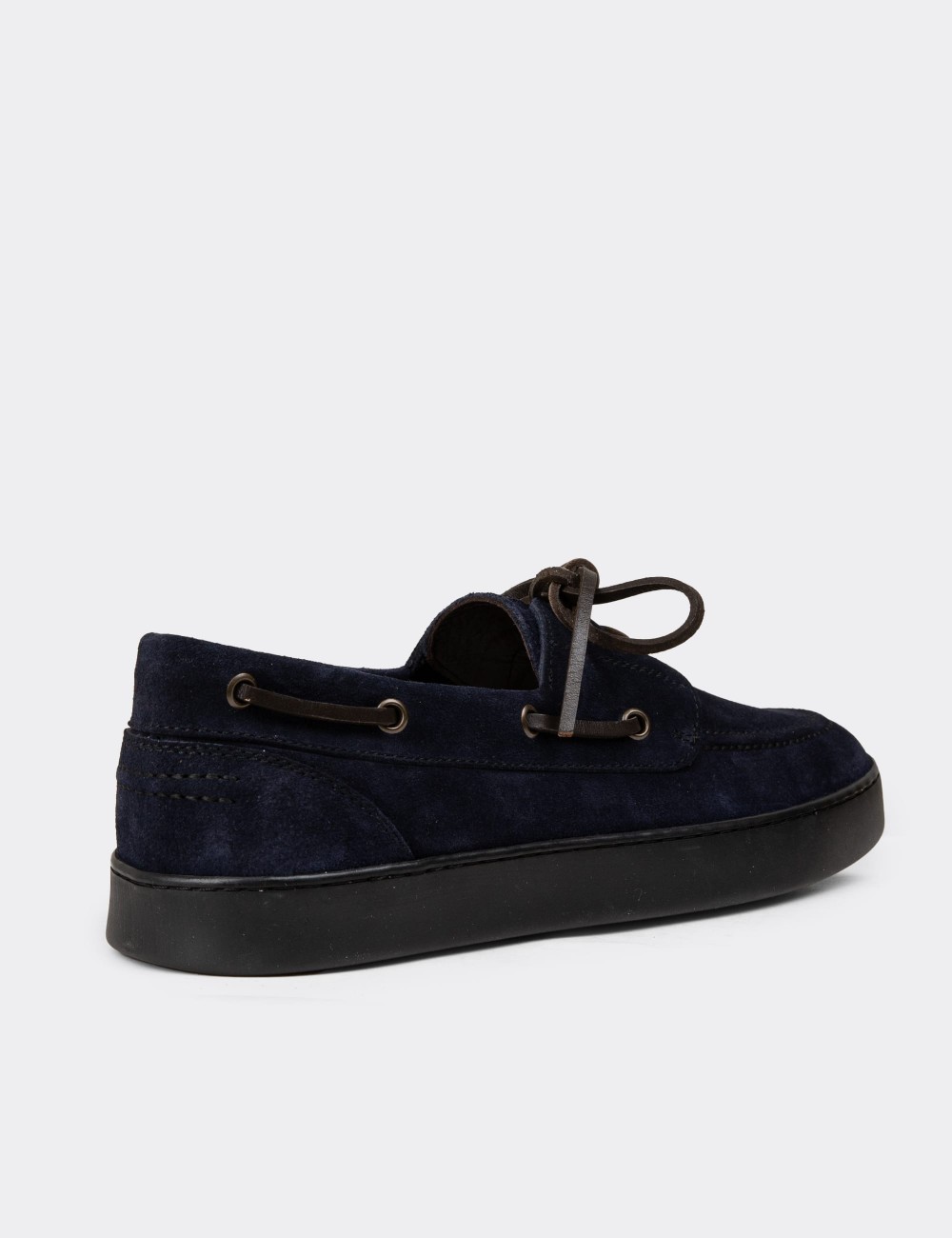 Men's Navy Suede Leather Dress Shoes - 01952MLCVC04
