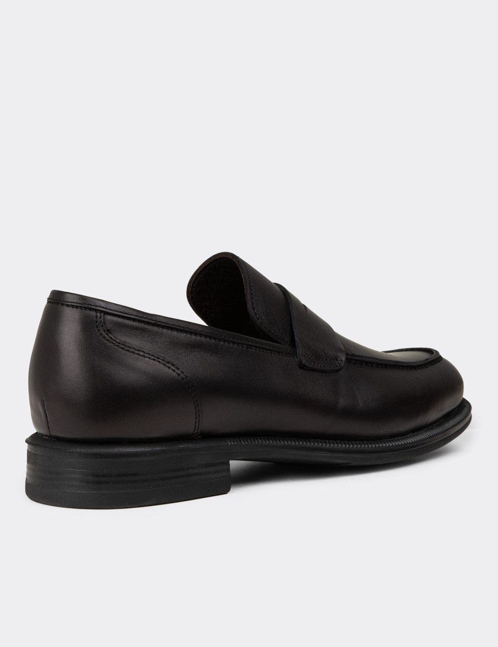 Men's Black Leather Loafers - 01995MSYHC01