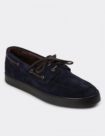 Men's Navy Suede Leather Dress Shoes